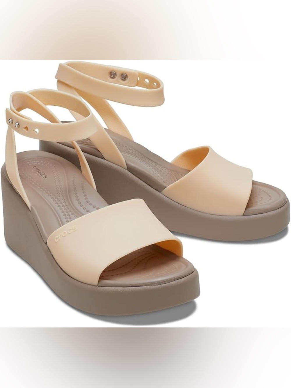 Crocs Brooklyn Ankle Strap Wedge sandals 7 EUC